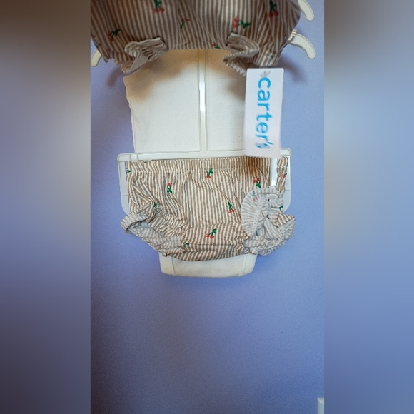 Carter's Striped Tan and White Kids Matching Set - Picture 3 of 4